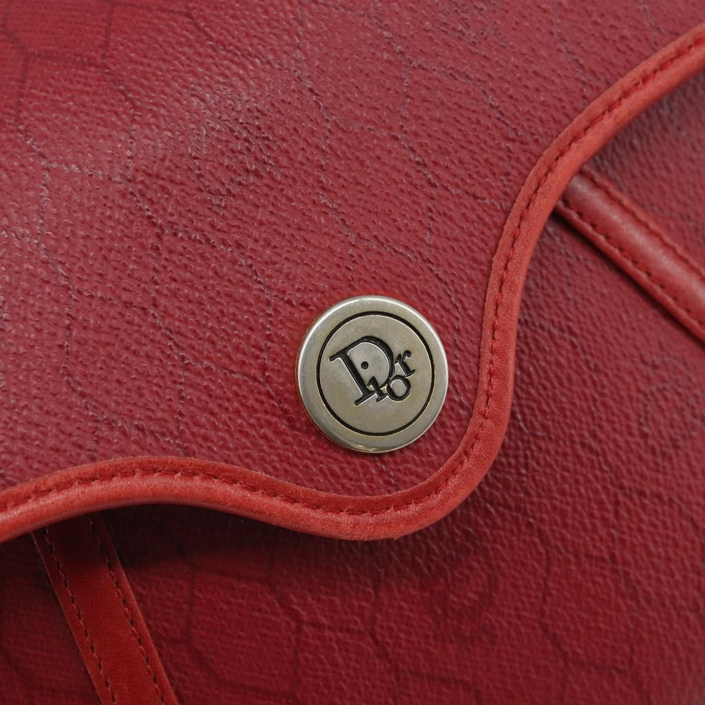 Christian Dior Vintage Honeycomb Flap Crossbody Bag Coated Canvas Red Pvc Shoulder Bag Bag (Pre-Owned)
