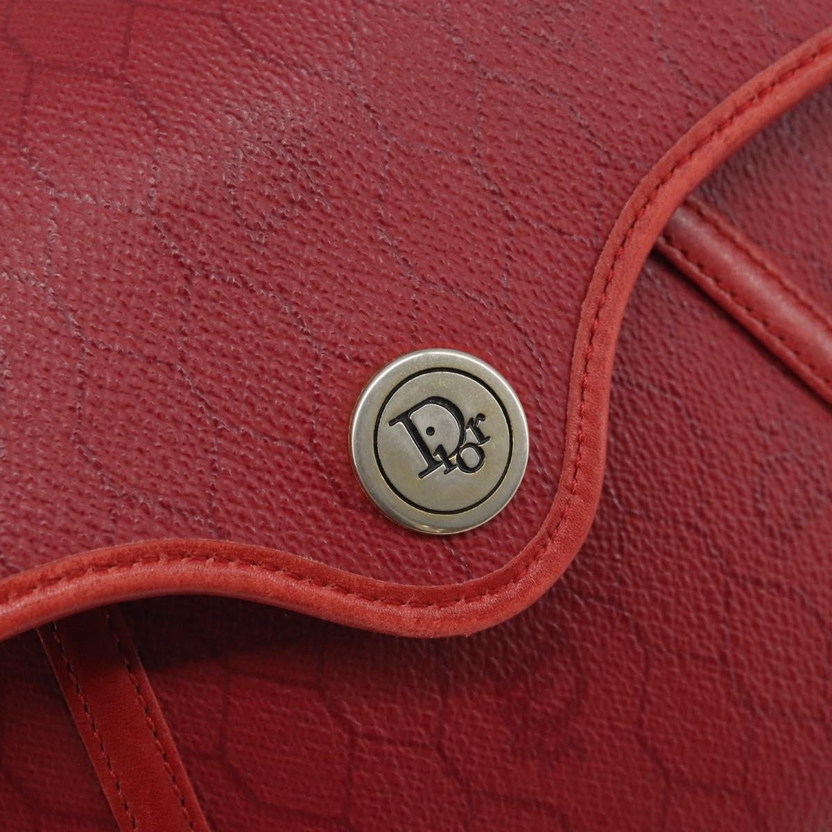 Christian Dior Vintage Honeycomb Flap Crossbody Bag Coated Canvas Red Pvc Shoulder Bag Bag (Pre-Owned)
