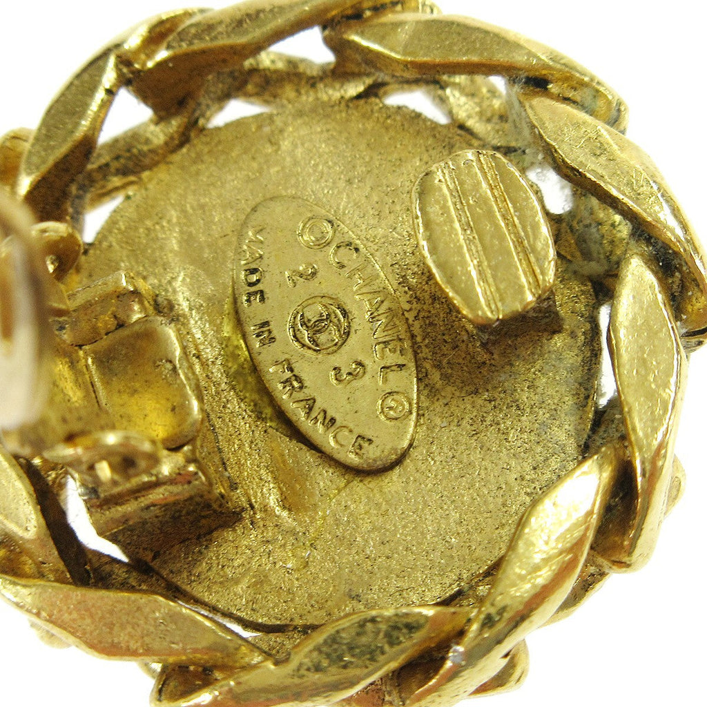 Chanel Cc Button Clip-On Earrings Metal With Faux Pearl Gold Gold_Plated Earrings Jewelry