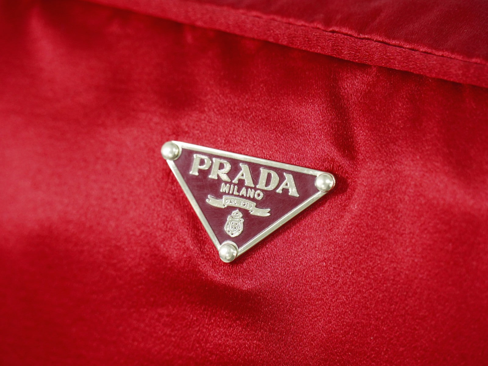 Prada Zip Around Toiletry Bag Silk Red Satin Clutche & Pouche Bag