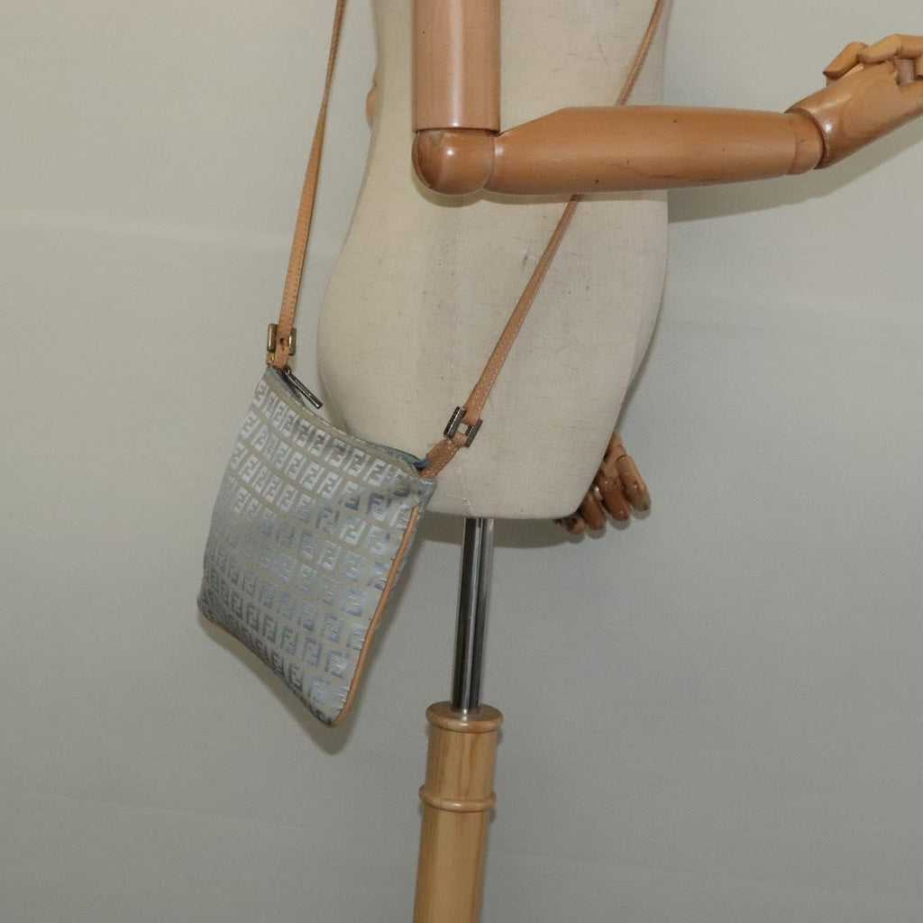 Fendi Vintage Flat Crossbody Bag Zucchino Canvas Blue Canvas Shoulder Bag Bag