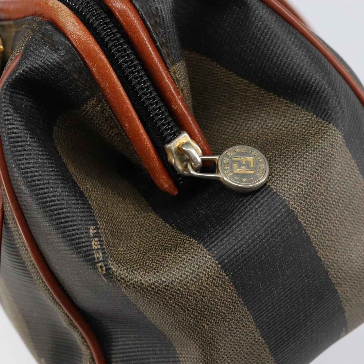 Fendi Vintage Pequin Convertible Boston Bag Coated Canvas Black Canvas Handbag