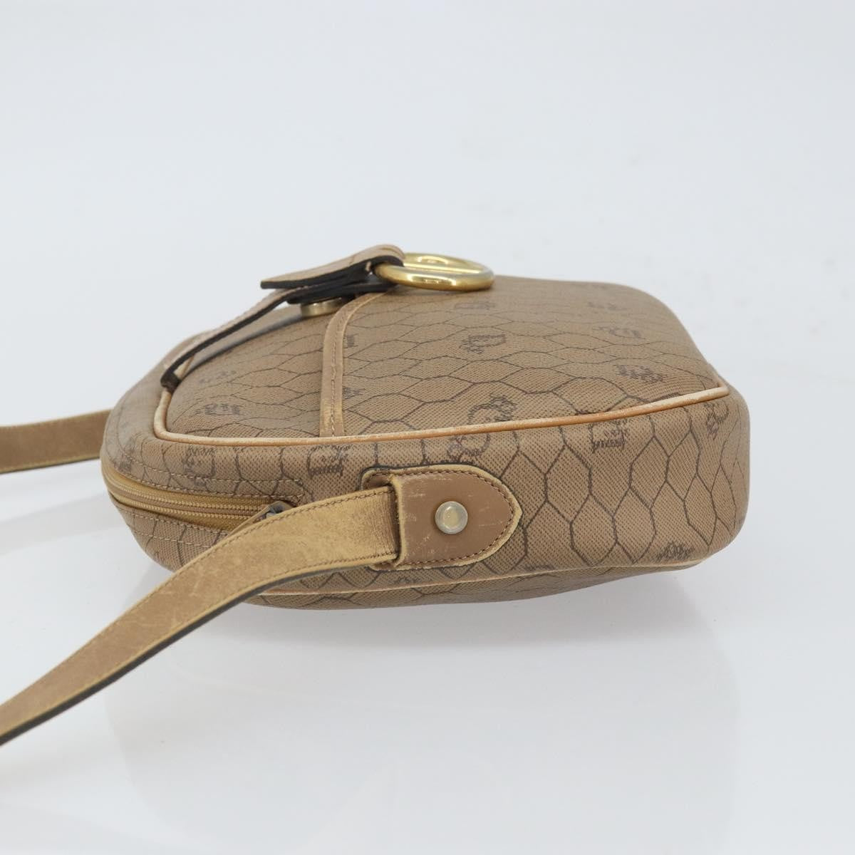 Christian Dior Vintage Honeycomb Shoulder Bag Canvas And Leather Beige Canvas Shoulder Bag Bag (Pre-Owned)