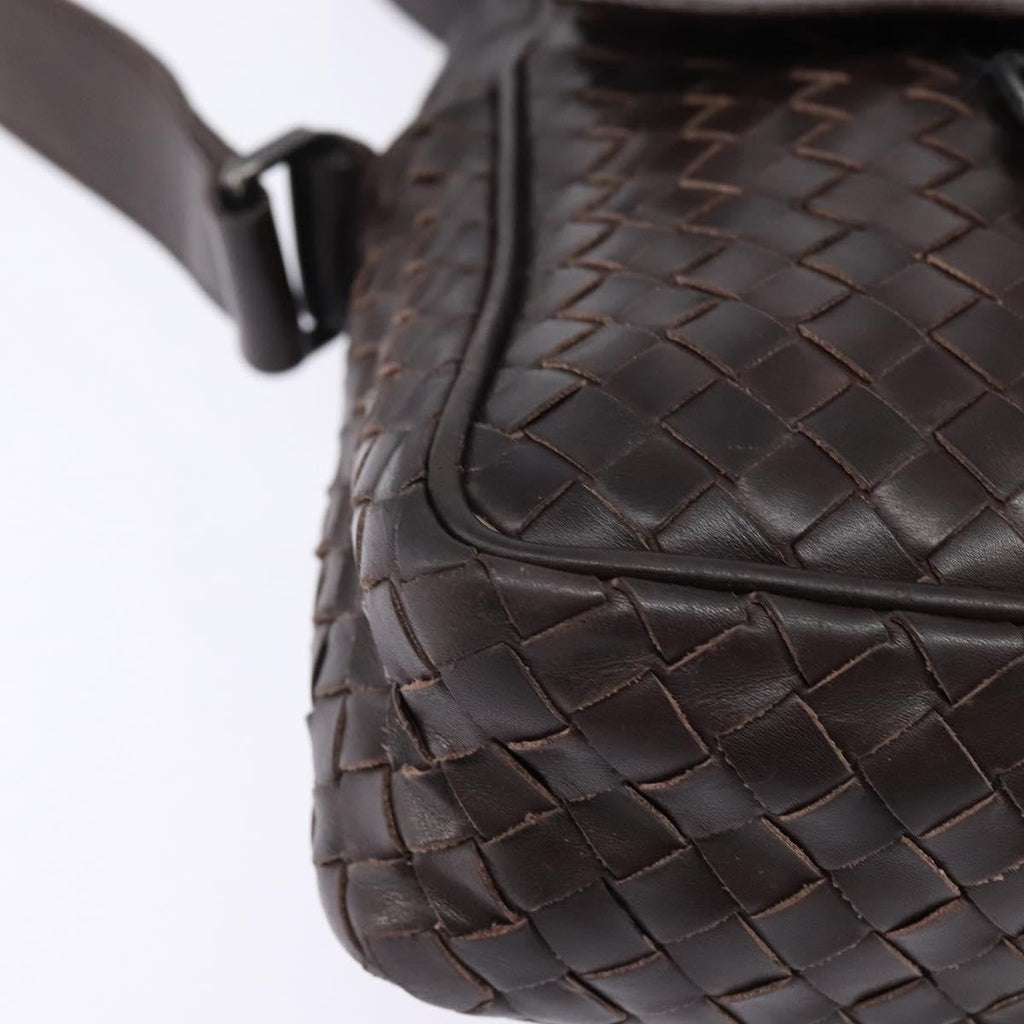 Bottega Veneta Front Pocket Messenger Bag Intrecciato Nappa Brown Leather Bag
