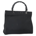 Gucci Bamboo Tote Bag Nylon Black Nylon Tote Bag Bag (Pre-Owned)