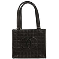Chanel Chocolate Bar Cc Tote Quilted Leather Black Leather Tote Bag Bag