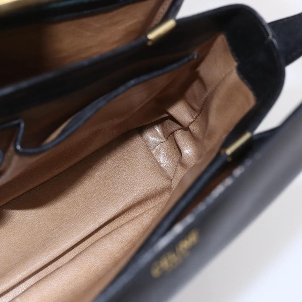 Celine Vintage Shoulder Bag Leather Black Leather Shoulder Bag Bag