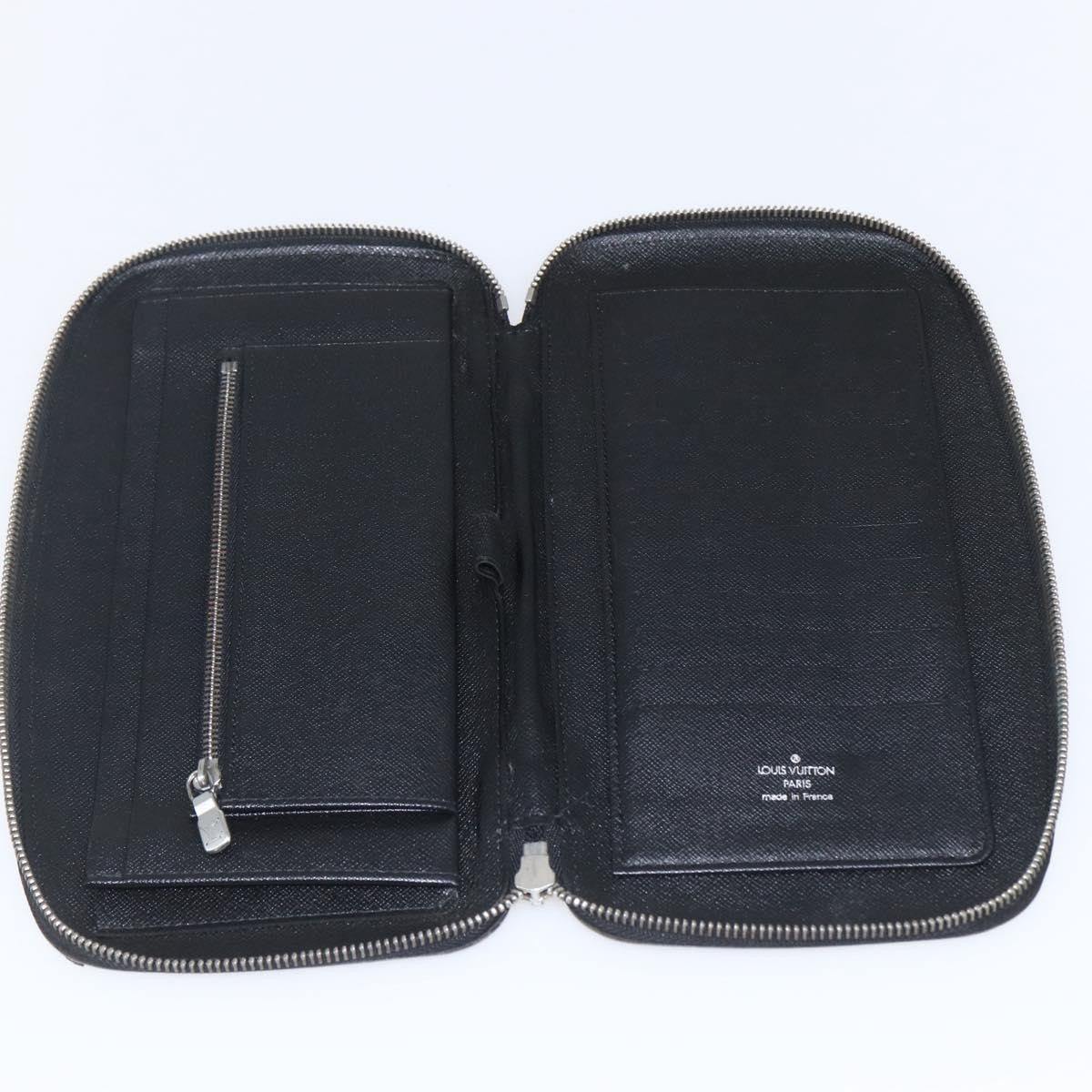 Louis Vuitton Atoll Organizer Wallet Taiga Leather Black Leather Clutche & Pouche Bag