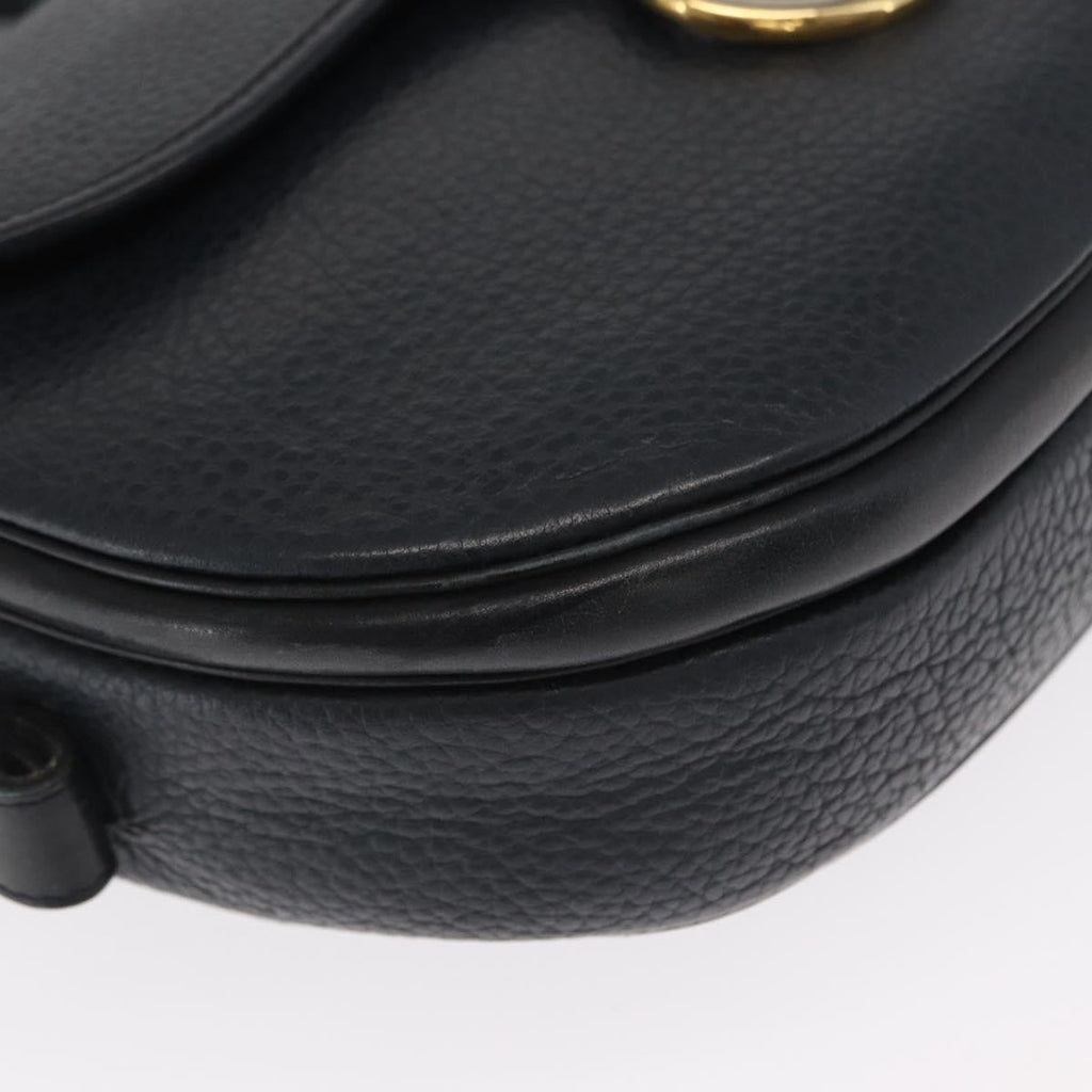 Christian Dior Vintage Shoulder Bag Leather Navy Leather Shoulder Bag Bag (Pre-Owned)