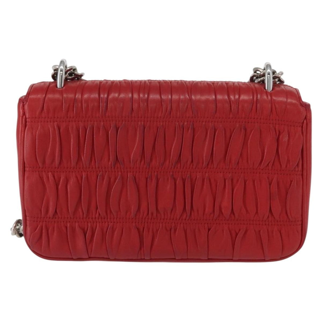 Prada Gaufre Chain Flap Shoulder Bag Nappa Leather Red Leather Shoulder Bag Bag