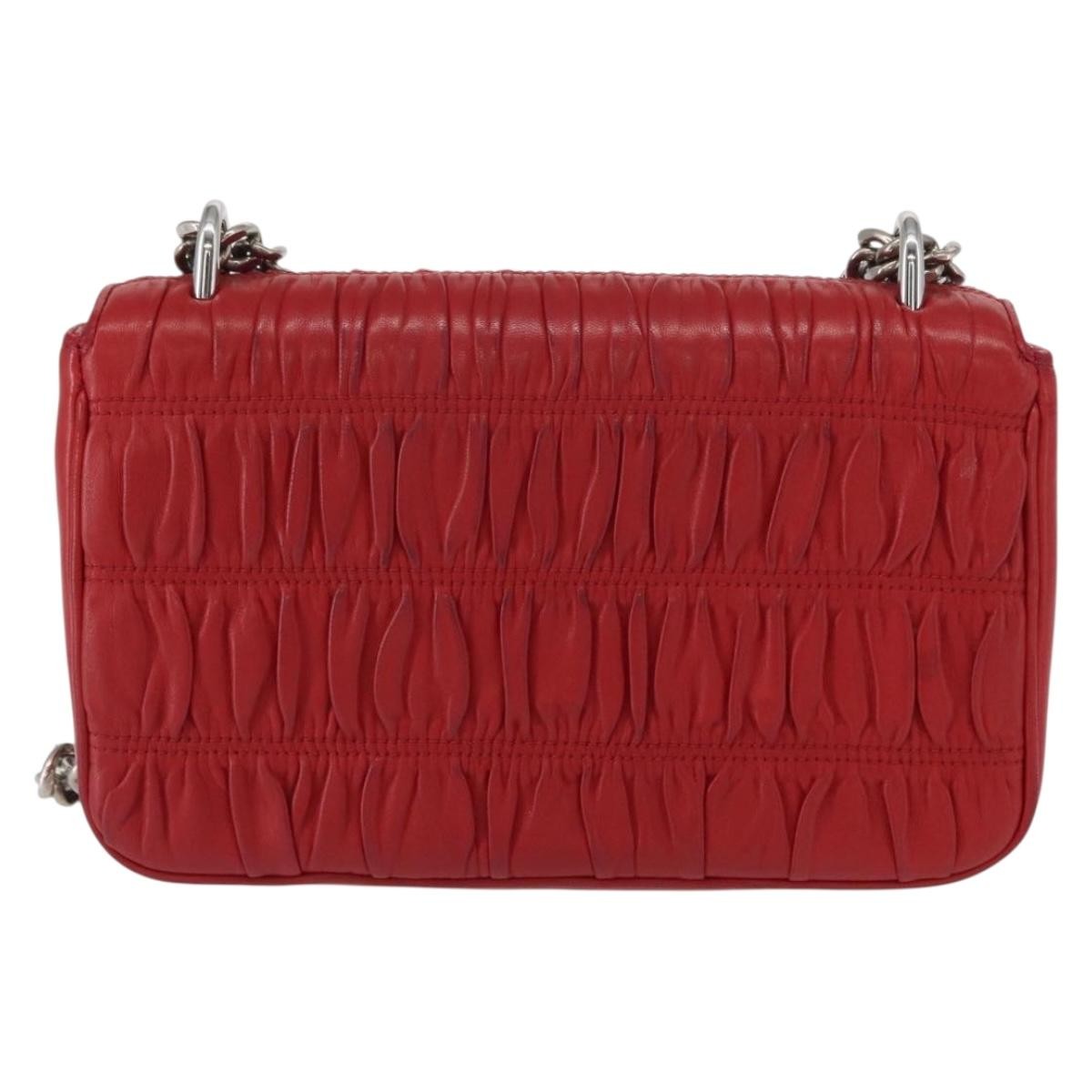 Prada Gaufre Chain Flap Shoulder Bag Nappa Leather Red Leather Shoulder Bag Bag