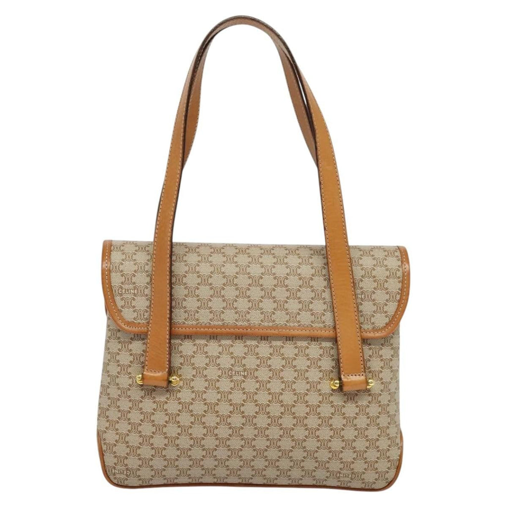 Celine Vintage Macadam Handbag Canvas And Leather Beige Canvas Handbag