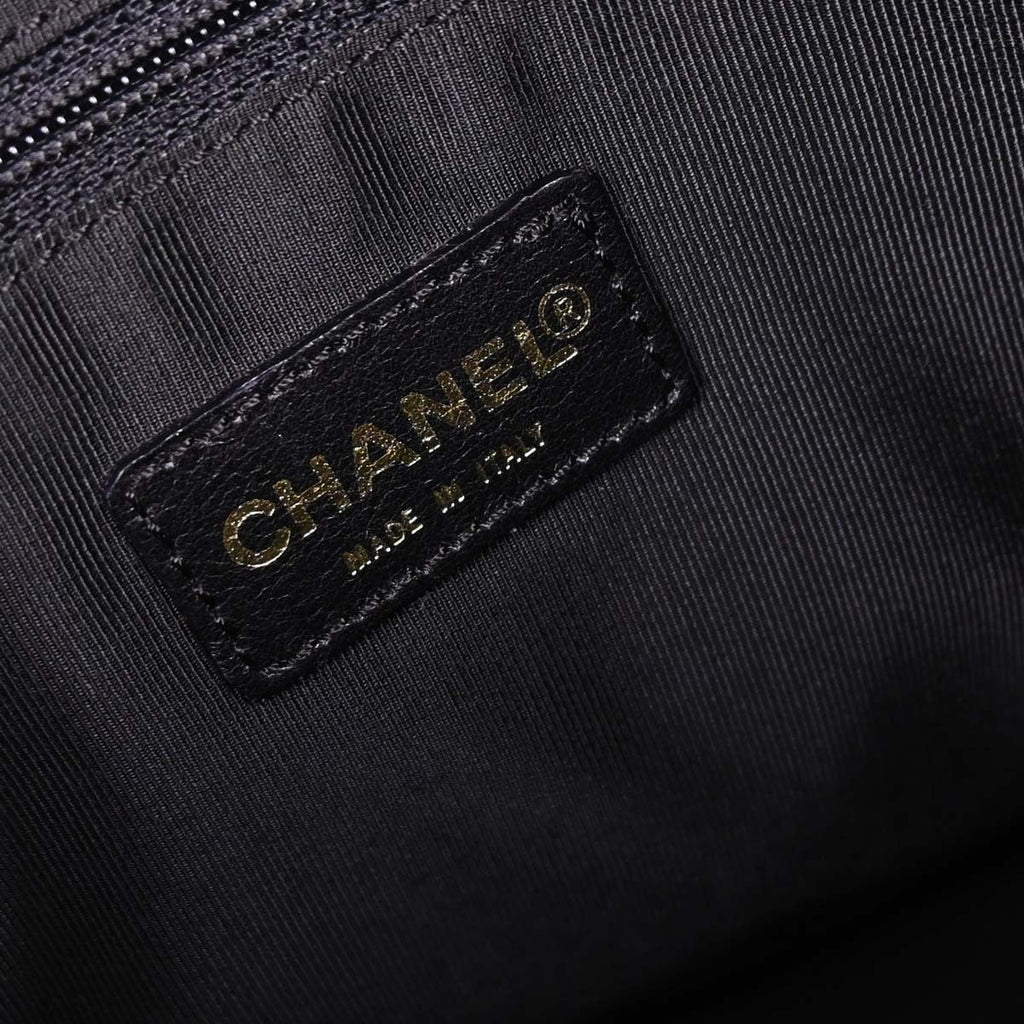 Chanel Chocolate Bar Cc Tote Quilted Leather Black Leather Tote Bag Bag