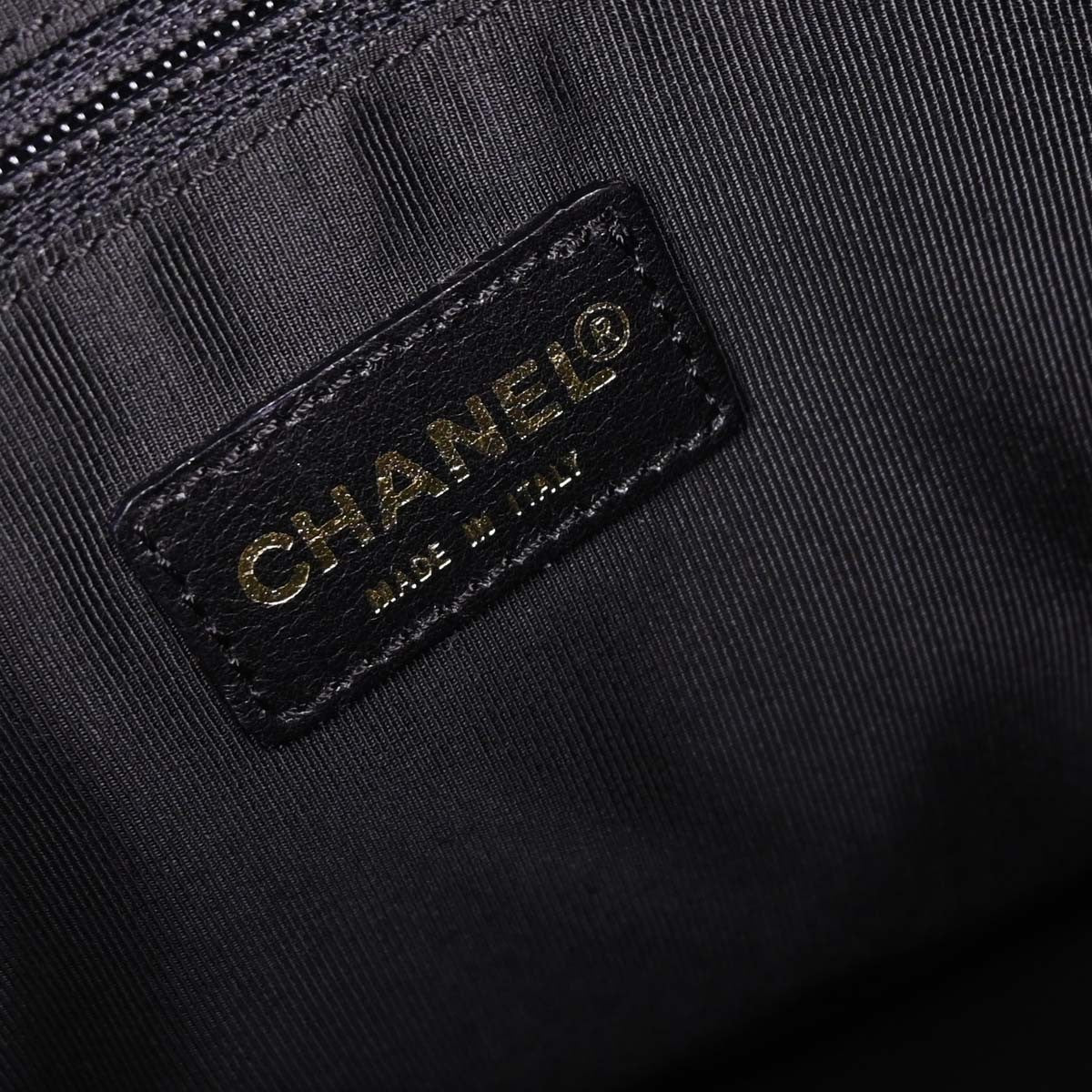 Chanel Chocolate Bar Cc Tote Quilted Leather Black Leather Tote Bag Bag