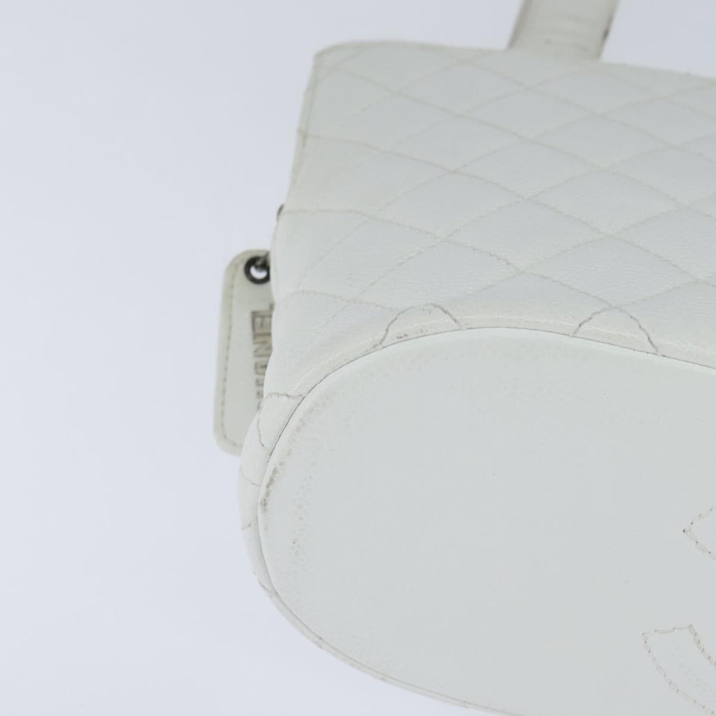Chanel Vintage Cc Zip Around Bowler Bag Quilted Caviar White Leather Tote Bag Bag