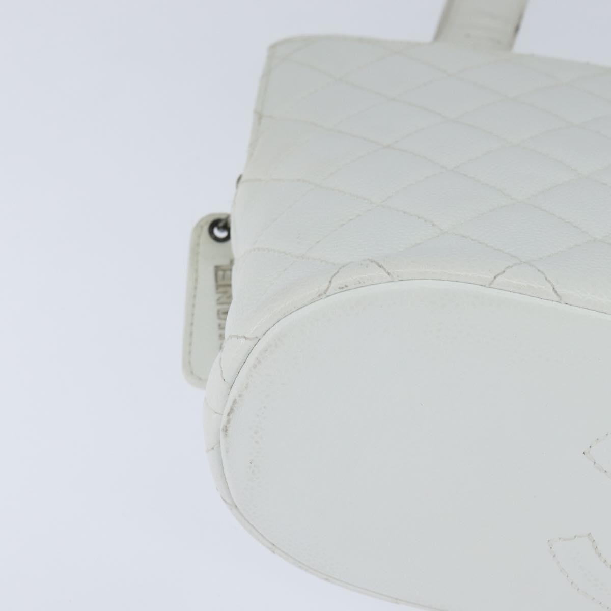 Chanel Vintage Cc Zip Around Bowler Bag Quilted Caviar White Leather Tote Bag Bag