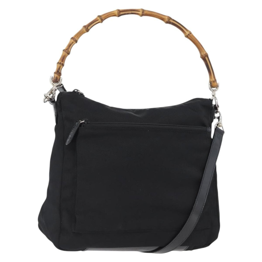 Gucci Vintage Bamboo Shoulder Bag Nylon Black Nylon Shoulder Bag Bag (Pre-Owned)