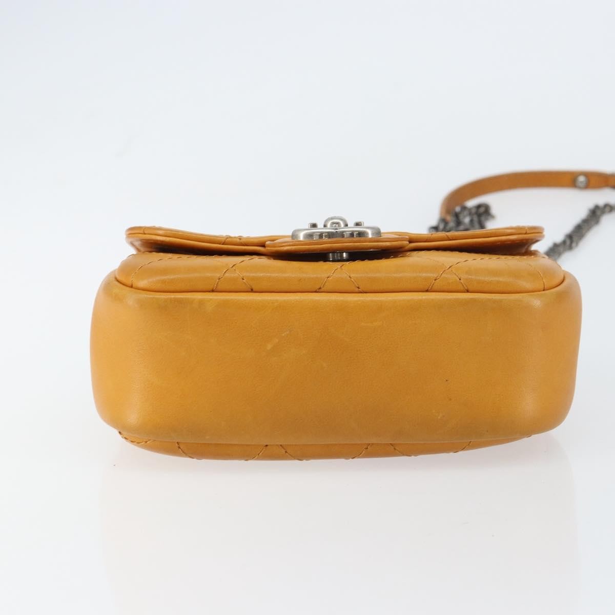 Chanel Chain Flap Bag Quilted Leather Orange Leather Shoulder Bag Bag