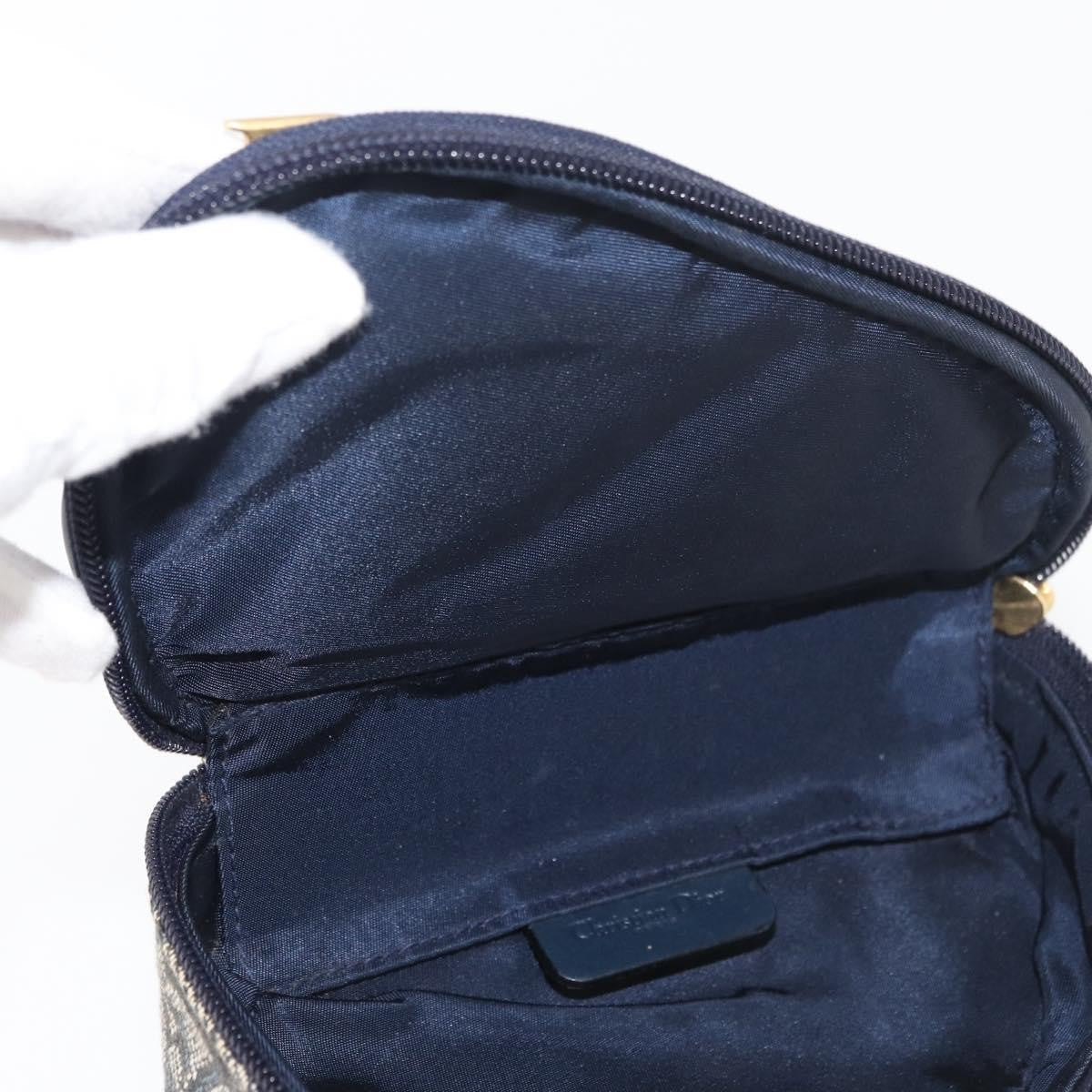 Christian Dior Vintage Saddle Coin Purse Diorissimo Canvas Navy Canvas Clutche & Pouche Bag (Pre-Owned)