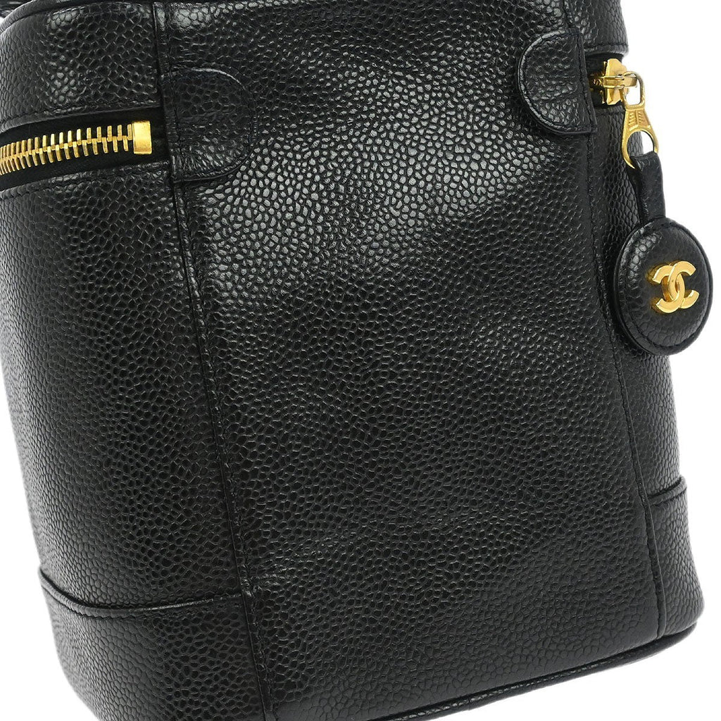 Chanel Vintage Timeless Cosmetic Case Caviar Black Leather Handbag