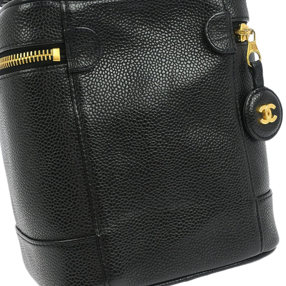 Chanel Vintage Timeless Cosmetic Case Caviar Black Leather Handbag