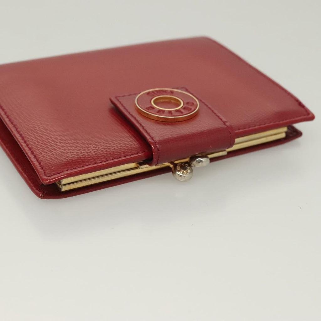 Celine Circle Logo Compact Wallet Leather Red Leather Wallets Accessory