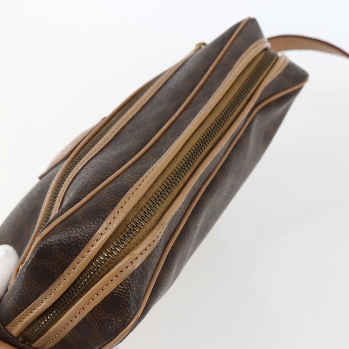 Celine Vintage Macadam Shoulder Bag Canvas And Leather Brown Canvas Shoulder Bag Bag