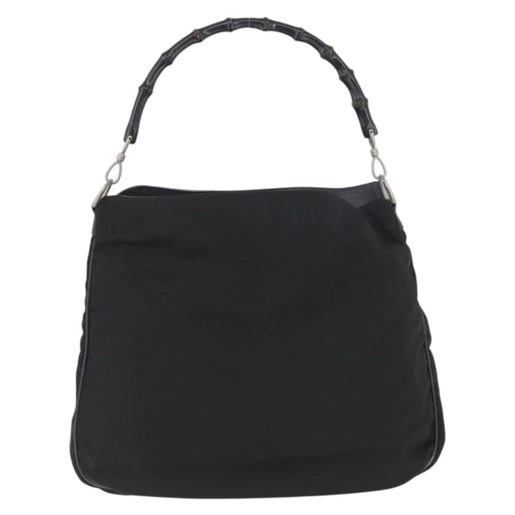 Gucci Vintage Bamboo Handle Bag Nylon Black Nylon Handbag (Pre-Owned)
