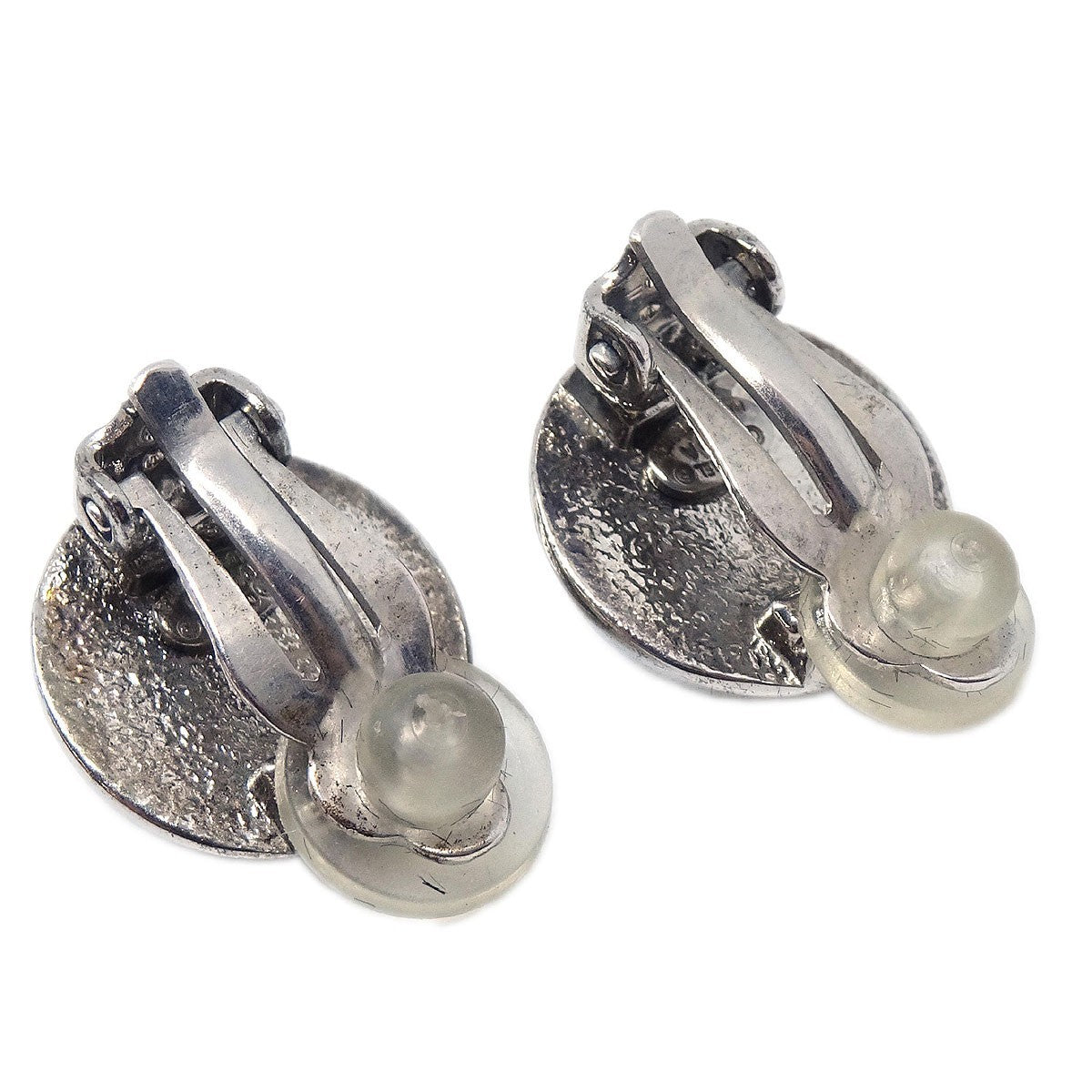 Chanel Vintage Cc Round Clip-On Earrings Metal Silver Silver_Plated Earrings Jewelry