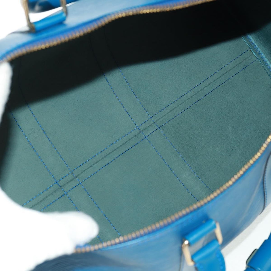 Louis Vuitton Keepall Bag Epi Leather Blue Leather Travel Bag