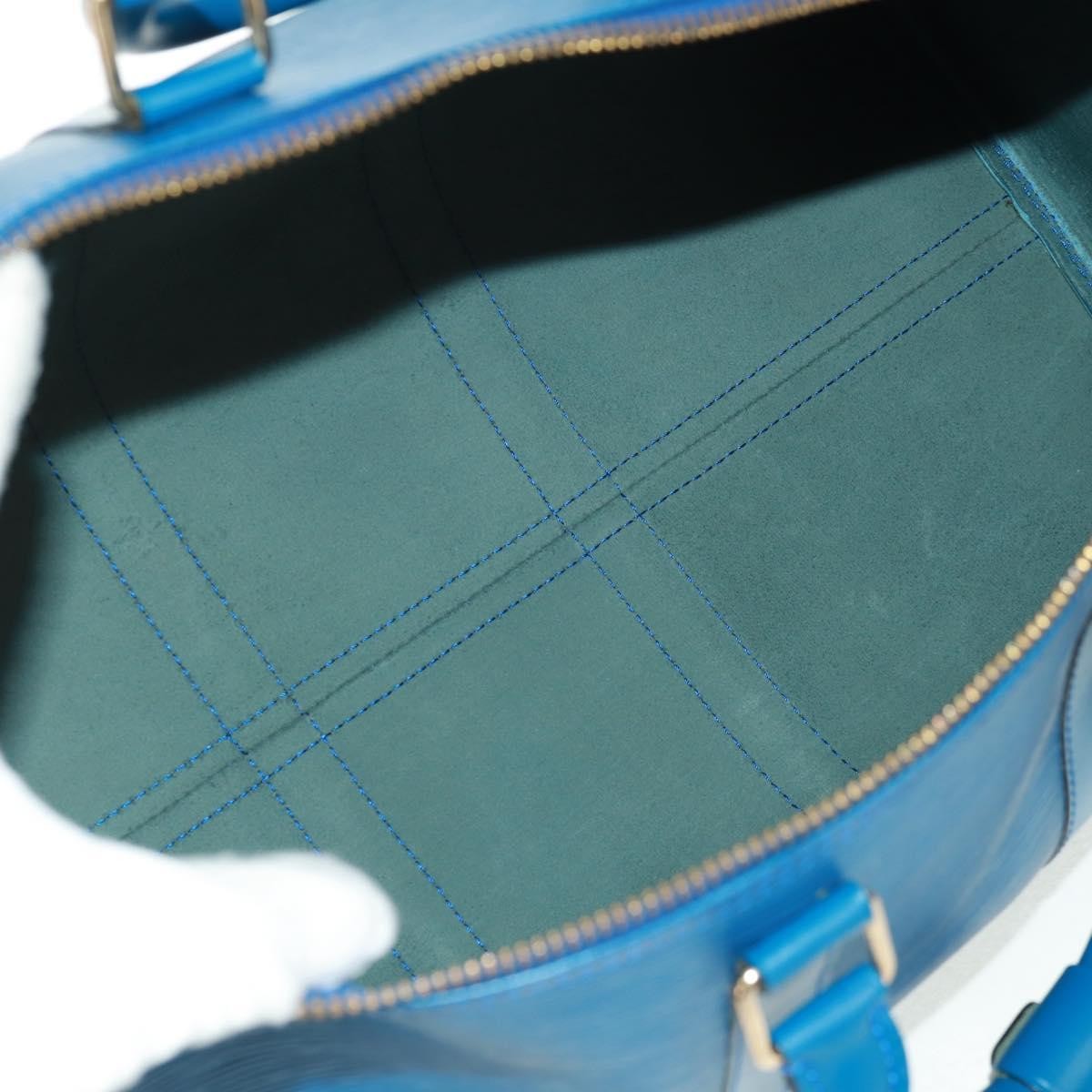 Louis Vuitton Keepall Bag Epi Leather Blue Leather Travel Bag
