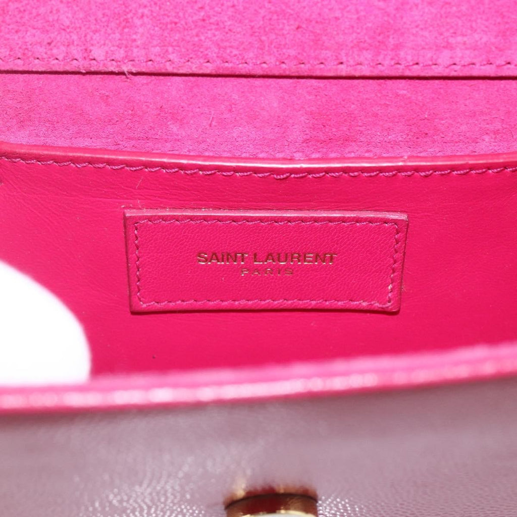 Saint Laurent Classic Monogram Crossbody Bag Grainy Leather Red Leather Clutche & Pouche Bag (Pre-Owned)