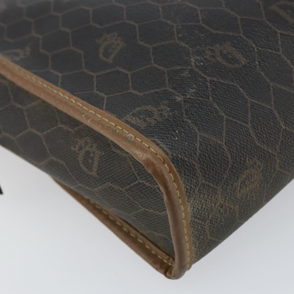 Christian Dior Vintage Honeycomb Zip Pouch Canvas And Leather Black Canvas Clutche & Pouche Bag (Pre-Owned)