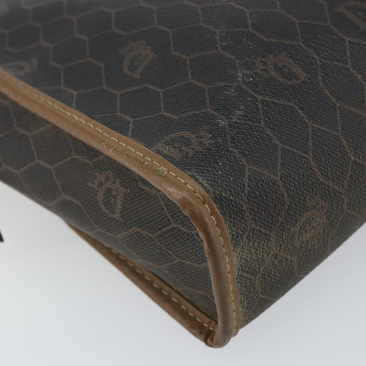 Christian Dior Vintage Honeycomb Zip Pouch Canvas And Leather Black Canvas Clutche & Pouche Bag (Pre-Owned)
