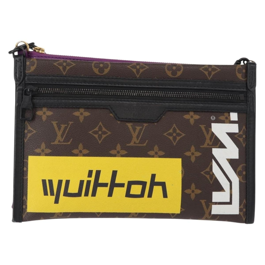 Louis Vuitton Double Flat Messenger Bag Limited Edition Logo Story Monogram Canvas And Denim Multicolour Canvas Shoulder Bag