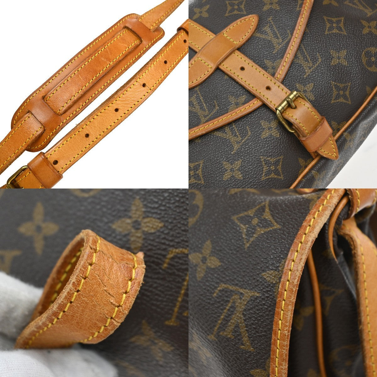 Louis Vuitton Saumur Handbag Monogram Canvas Brown Canvas Shoulder Bag
