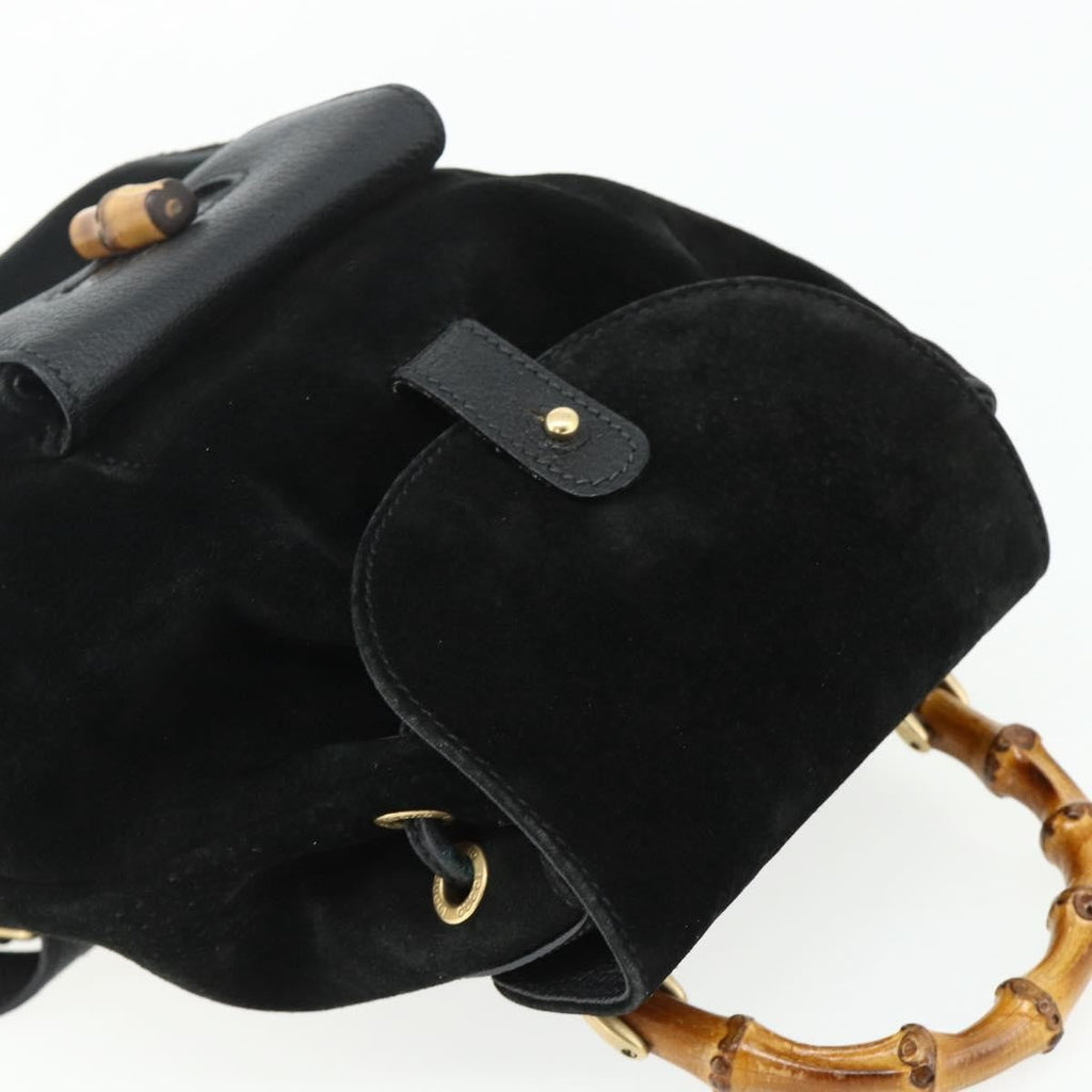 Gucci Gucci Bamboo Backpack Daim Black Suede Backpack Bag (Pre-Owned)