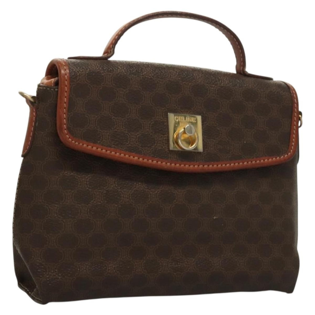 Celine Triomphe Vintage Handbag Macadam Canvas Brown Canvas Bag