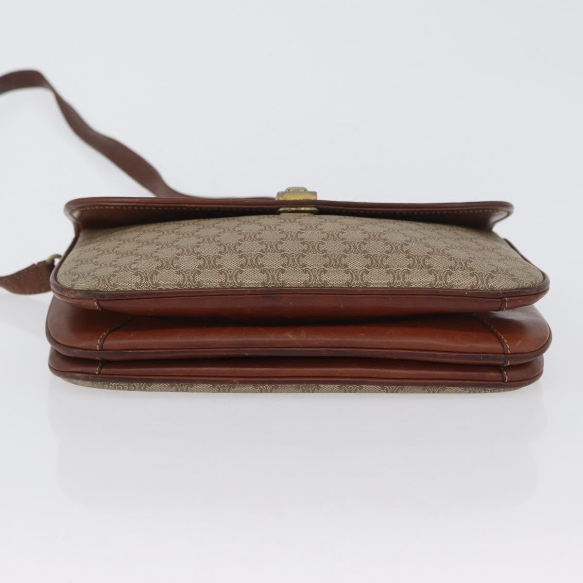 Celine Vintage Macadam Shoulder Bag Canvas And Leather Beige Canvas Shoulder Bag Bag