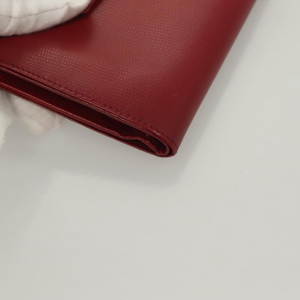 Celine Circle Logo Compact Wallet Leather Red Leather Wallets Accessory
