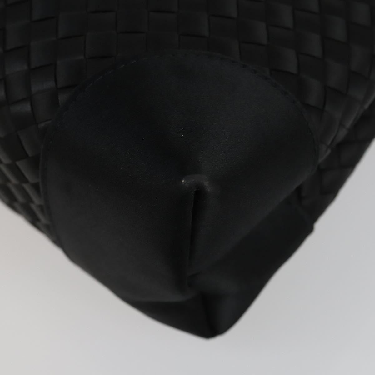 Bottega Veneta Intrecciato Handbag Satin Black Satin Handbag
