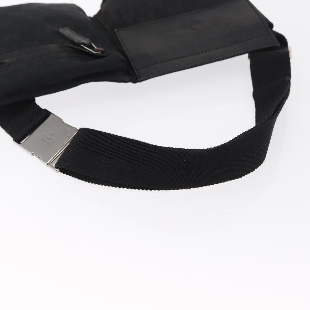 Gucci Vintage Double Belt Bag Gg Canvas With Leather Black Canvas Clutche & Pouche Bag (Pre-Owned)