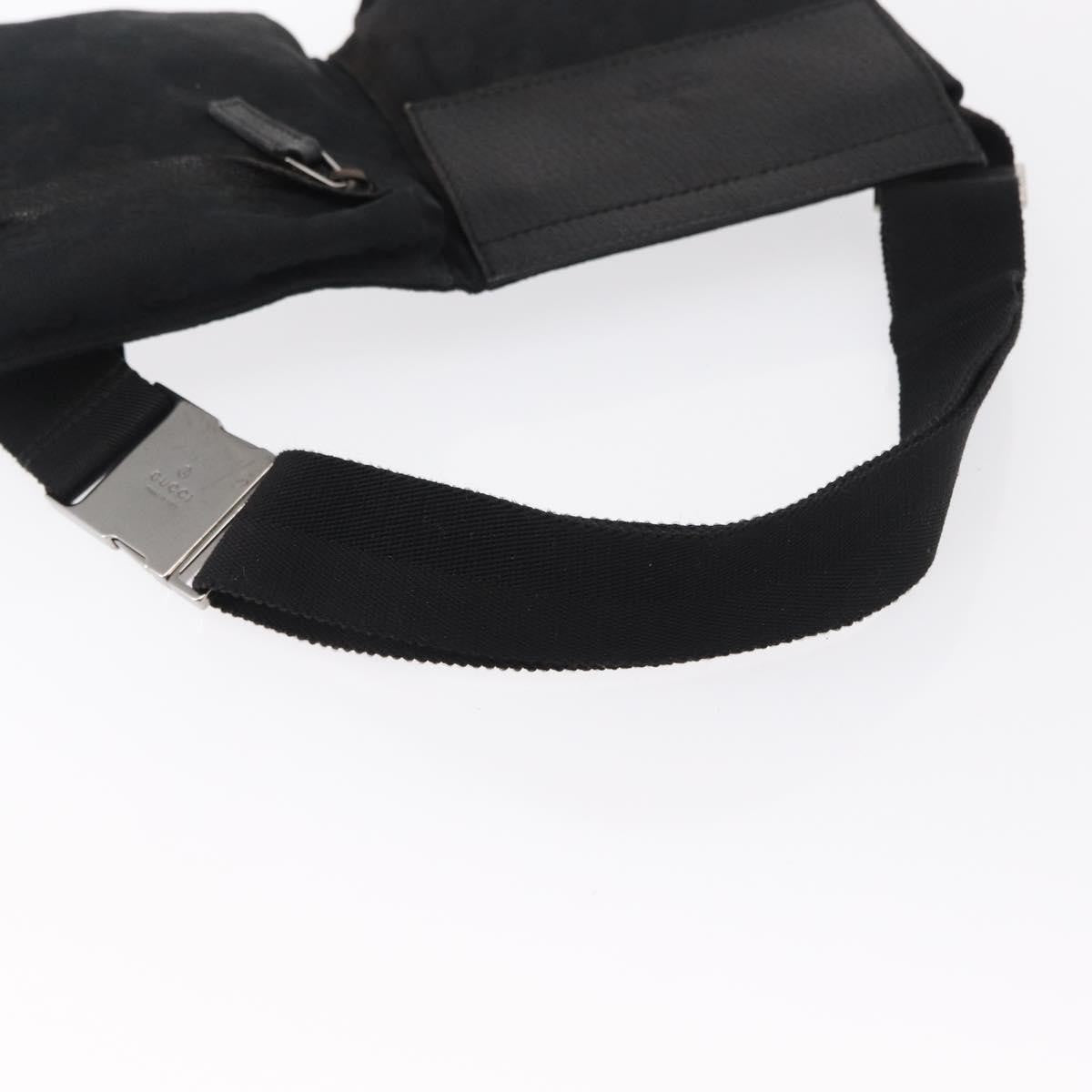 Gucci Vintage Double Belt Bag Gg Canvas With Leather Black Canvas Clutche & Pouche Bag (Pre-Owned)