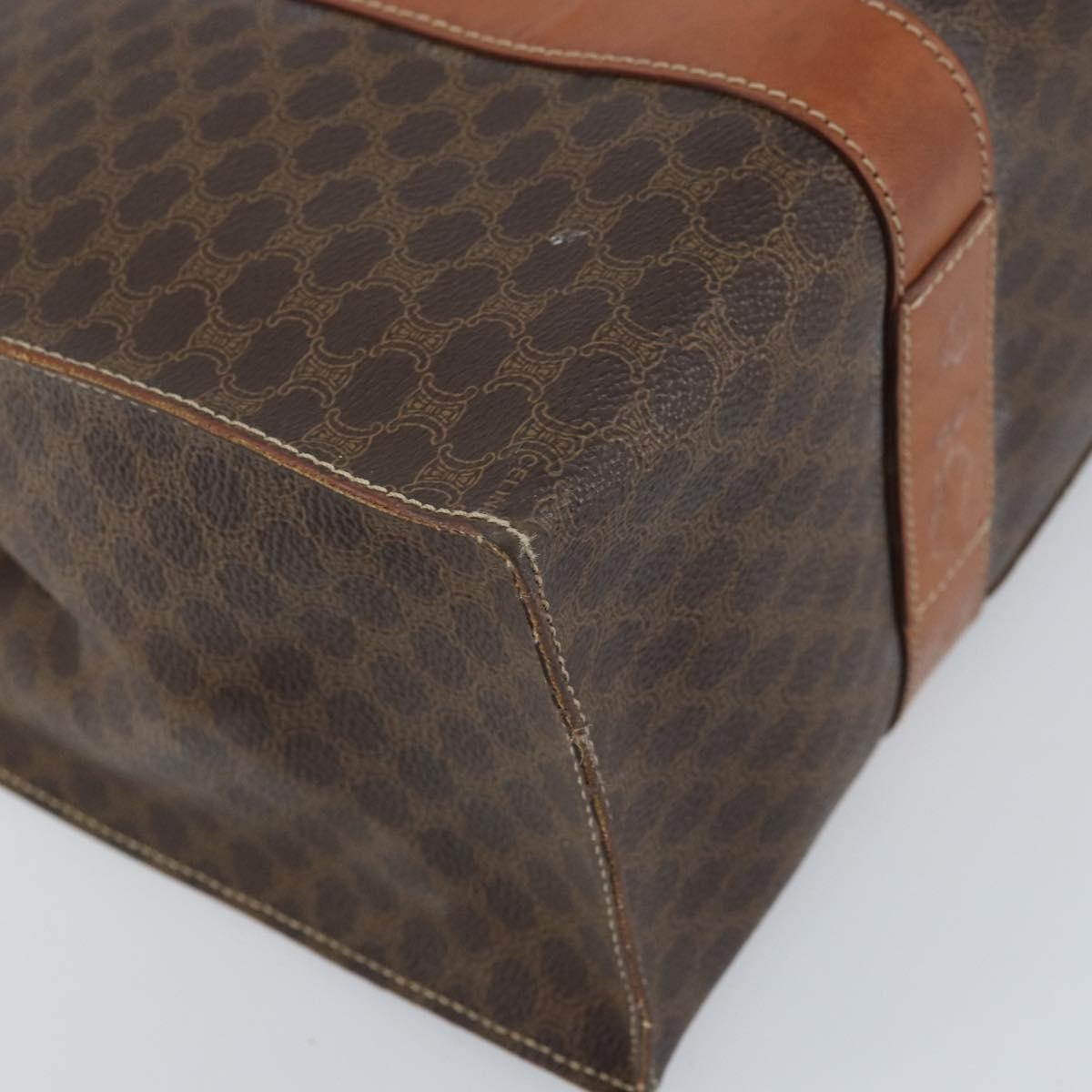 Celine Vintage Macadam Handbag Canvas And Leather Brown Canvas Tote Bag Bag