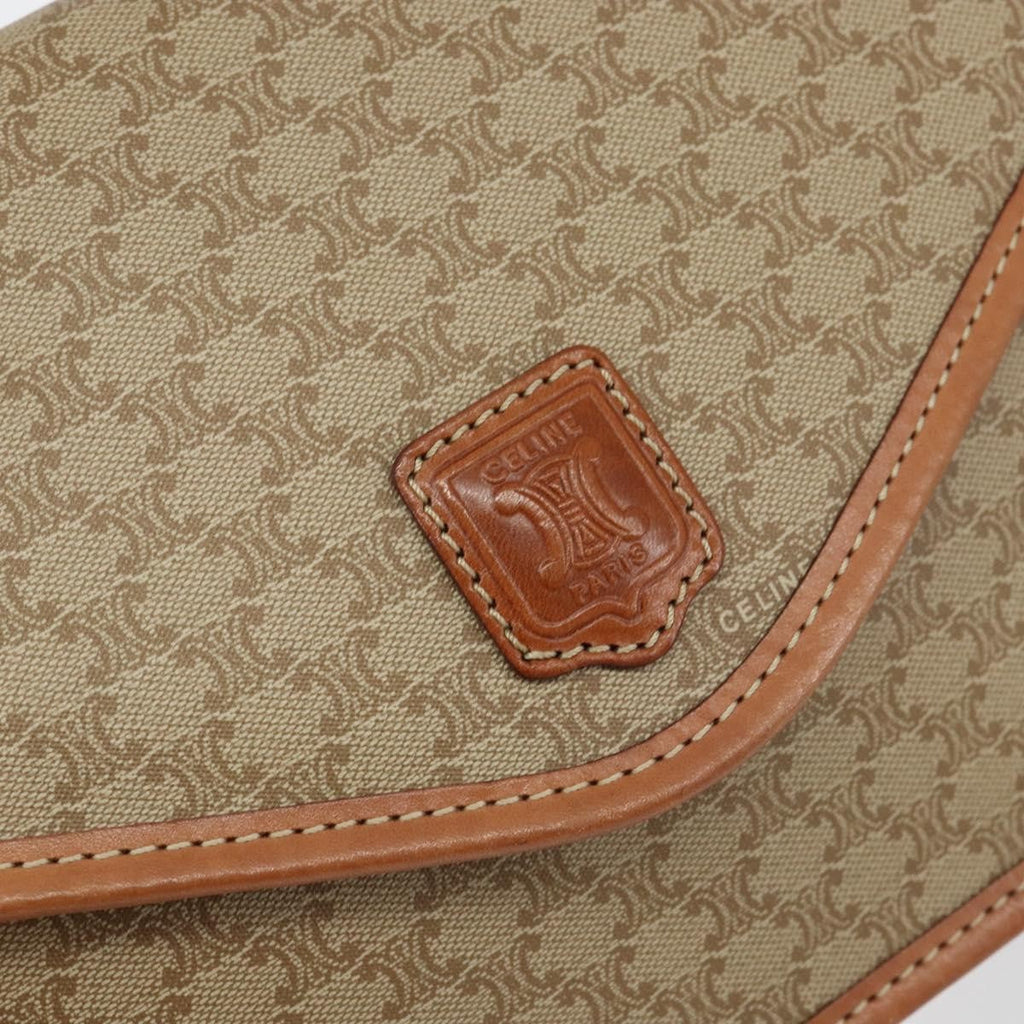 Celine Vintage Macadam Shoulder Bag Canvas Beige Canvas Shoulder Bag Bag