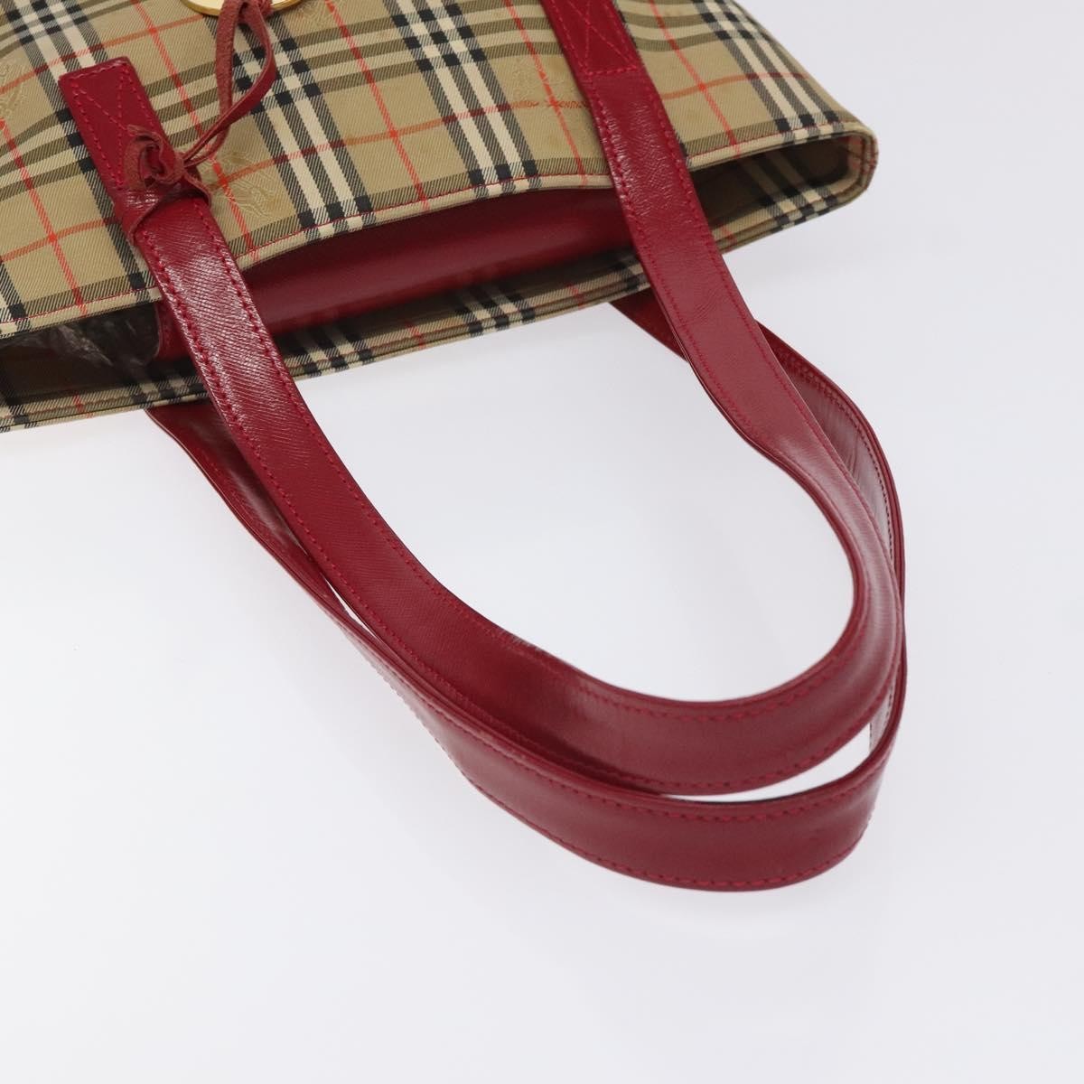 Burberry Nova Check Tote Canvas And Leather Red Canvas Tote Bag