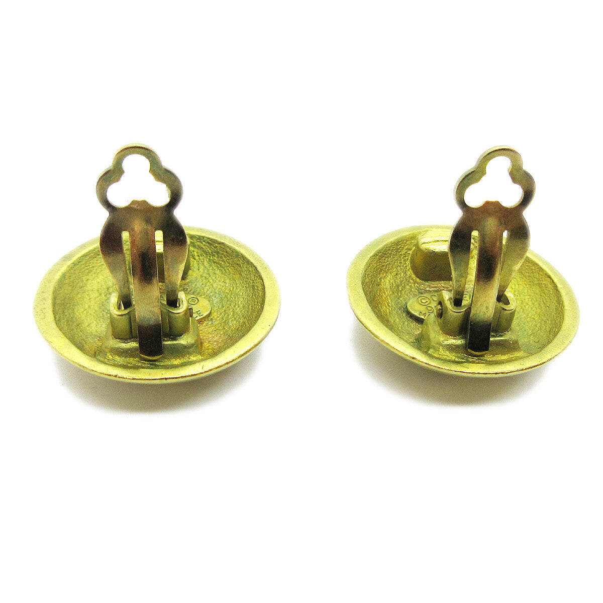 Chanel Cc Button Clip-On Earrings Metal Gold Metal Earrings Jewelry