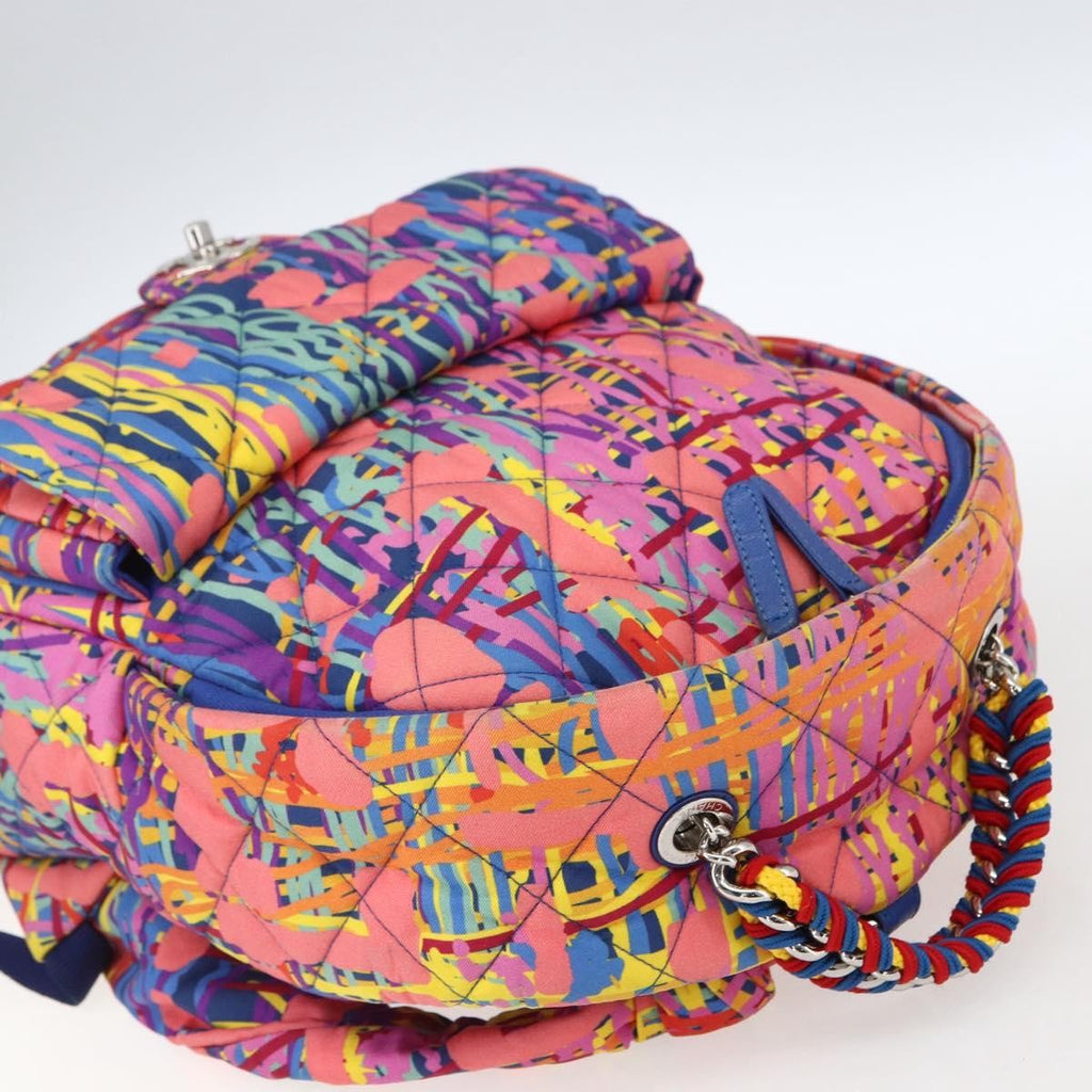 Chanel Cc Pocket Backpack Quilted Printed Foulard Multicolour Nylon Backpack Bag