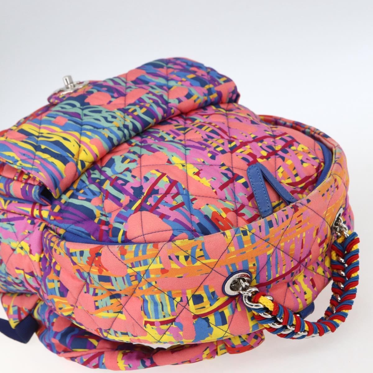 Chanel Cc Pocket Backpack Quilted Printed Foulard Multicolour Nylon Backpack Bag