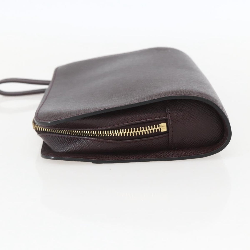 Louis Vuitton Pochette Baikal Clutch Taiga Leather Brown Leather Clutche & Pouche Bag